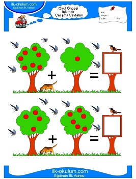 Çocuklar İçin toplam işlemi yaprak testleri 